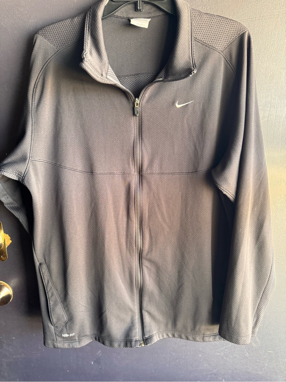 Nike Men’s Black Full-Zip Performance Jacket with White Swoosh